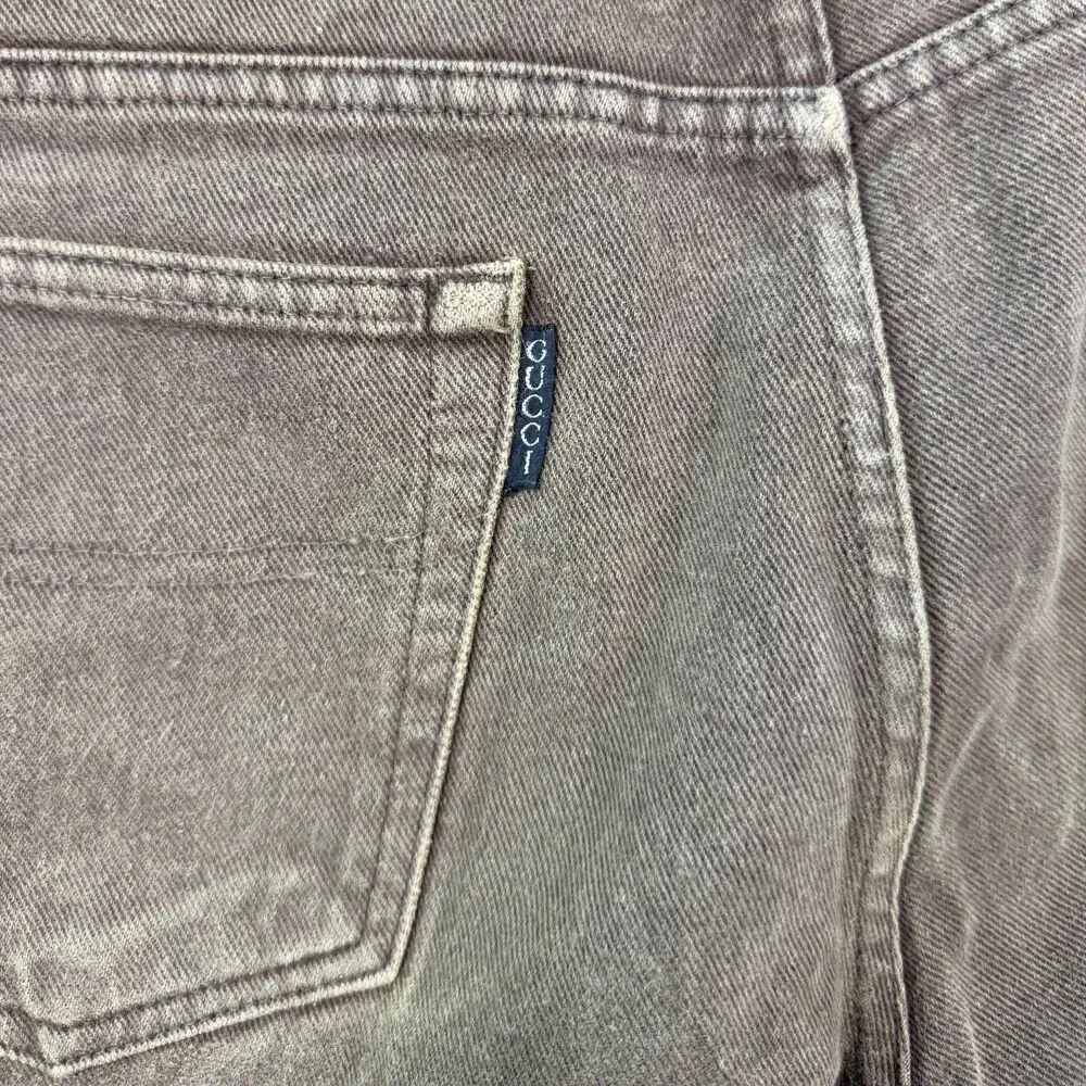 Vintage Gucci Denim Shorts 56 36 Brown 90s Designer Jorts